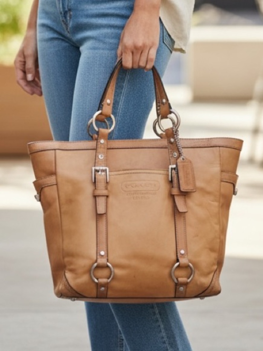 Coach Leatherware Leather F11524 Cognac Glove-Tanned Leather Shoulder ZipTop Bag